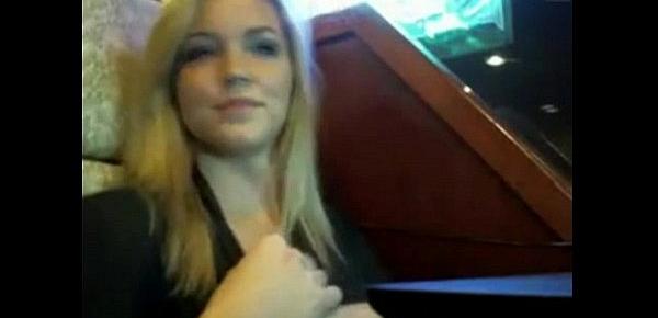  Hot Blonde Public flashing in a bar